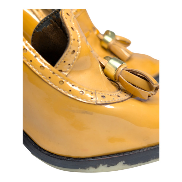 Sam Edelman TRUMAN Women Sz 8.5 Camel Colored Tassel Patent Leather Heel Shoes - Picture 9 of 11